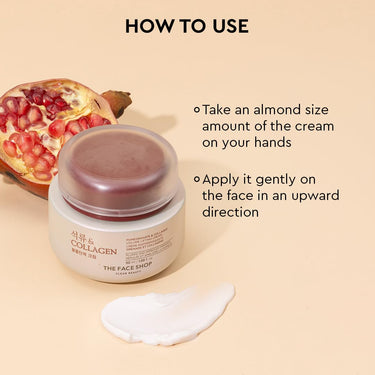 The Face Shop Pomegranate & Collagen Face Cream With 10% Marine Collagen & Pomegranate Extracts | Day & Night Cream to smooth wrinkles & give intense moisturization | Suitable For All Skin Types, 50ML